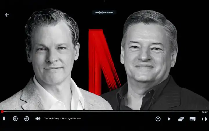 Ted and Greg billed as the stars on a Netflix opening screen, beside the red N